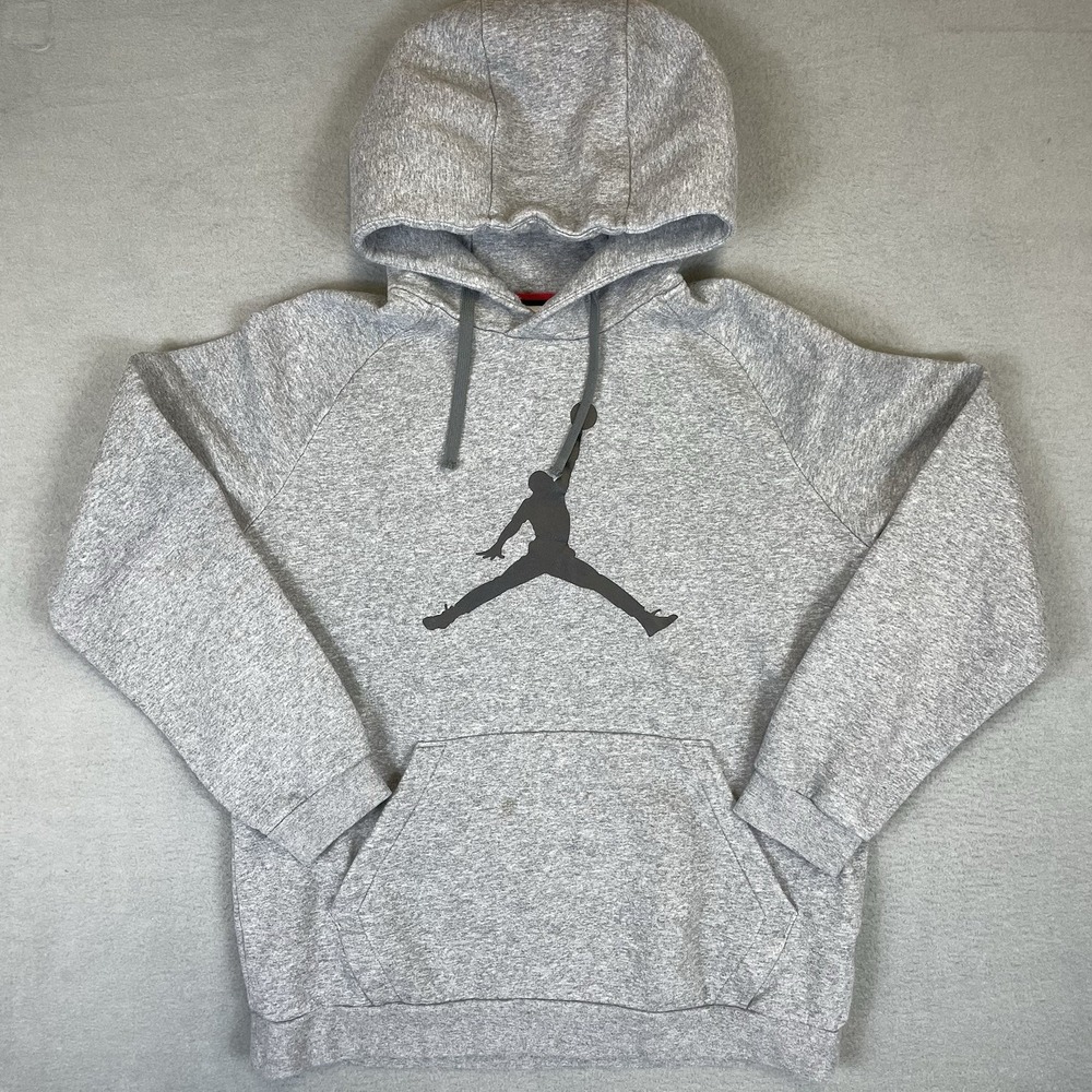 Nike Jordan Jumpman Hoodie Mens Size L Grey Fleece Pullover DA6801-091